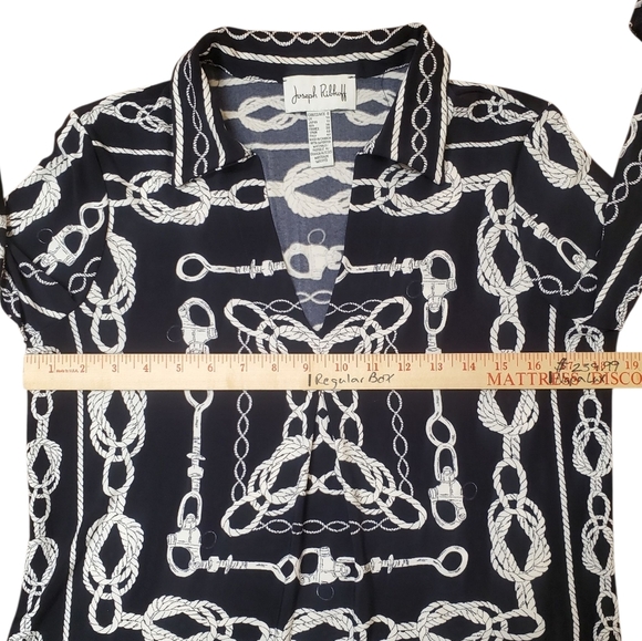 Joseph Ribkoff Black/Navy? and White Rope Pattern Blouse. 8 - Picture 6 of 8